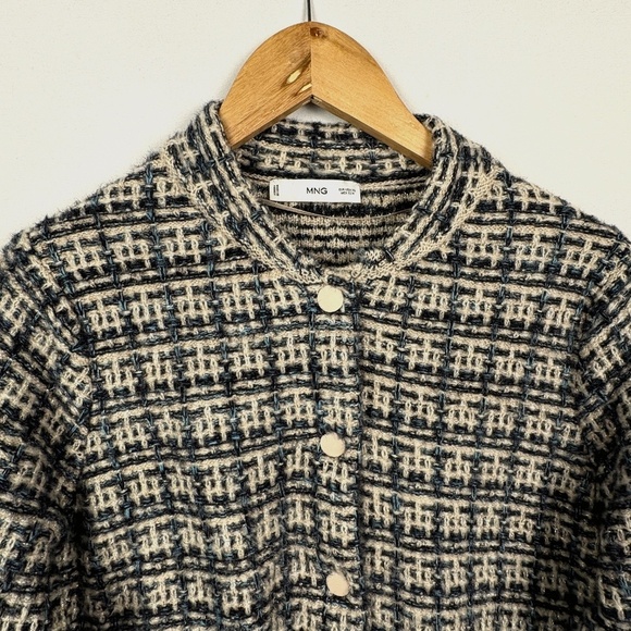 MNG Mango  Womens Chunky Knit Cardigan Sweater Sz XS Metallic Holidays Classic - Picture 2 of 12